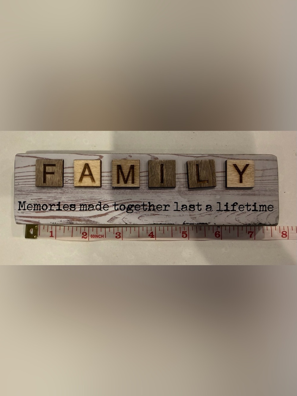 Wooden Letter Wall Plaque - Neutral Wood & White